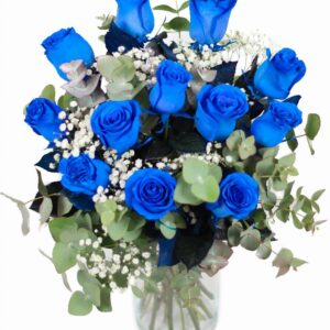Rosas azules de tallo largo
