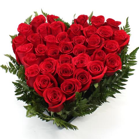 Corazón de Rosas rojas