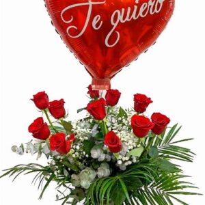 Ramo de rosas con globo